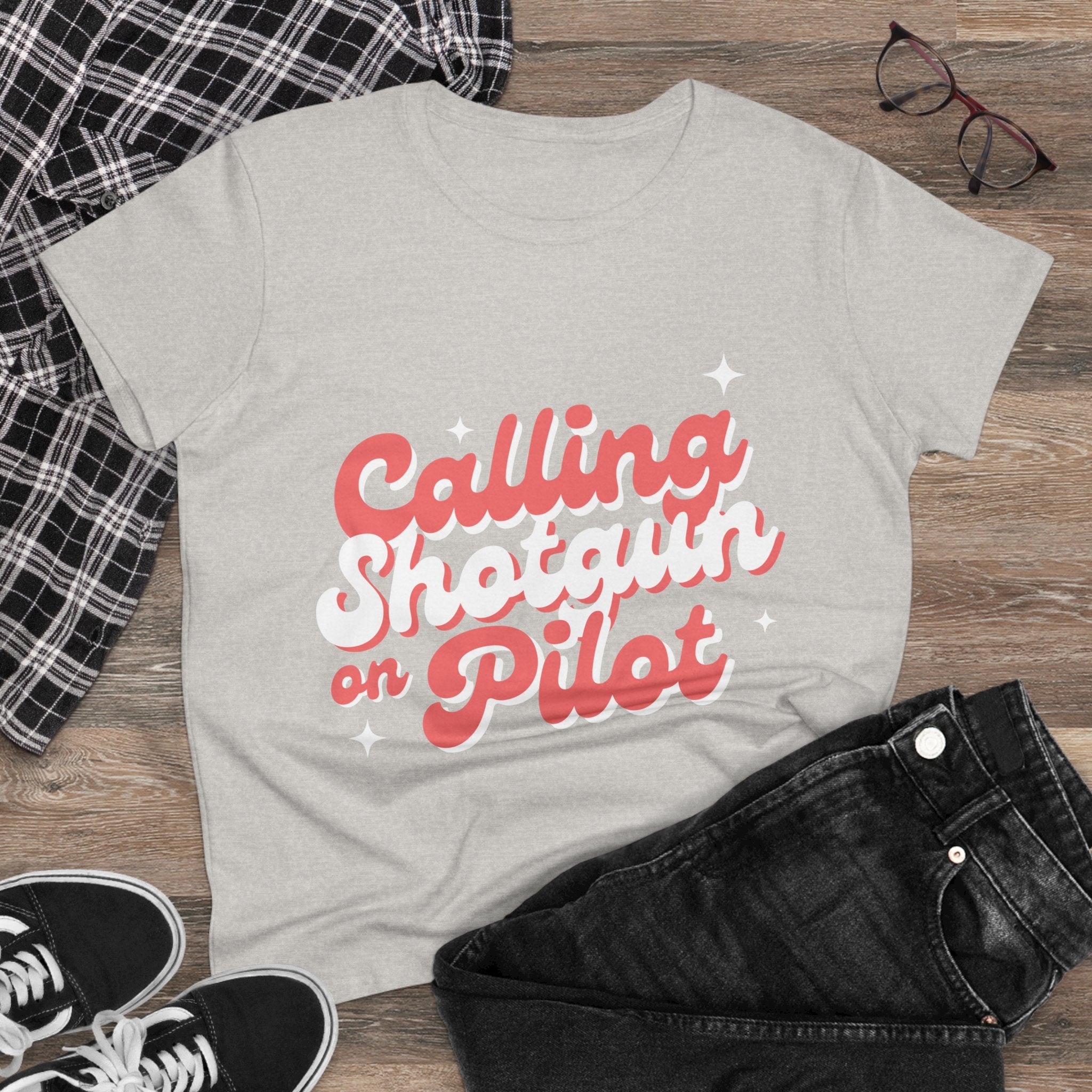 Shotgun on Pilot Women's Midweight Cotton Tee
